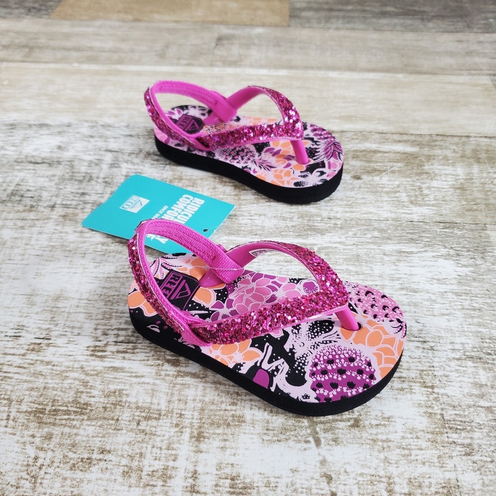 Reef Little Stargazer Print Sandals Toddler Girls Sz 3 Purple Post Toe Slingback